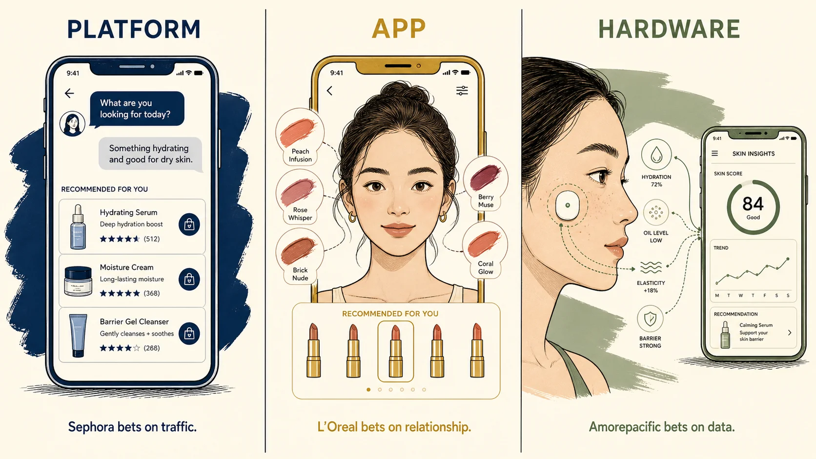 美妝的 AI 戰開打了。三家三種玩法妳該認識哪個
